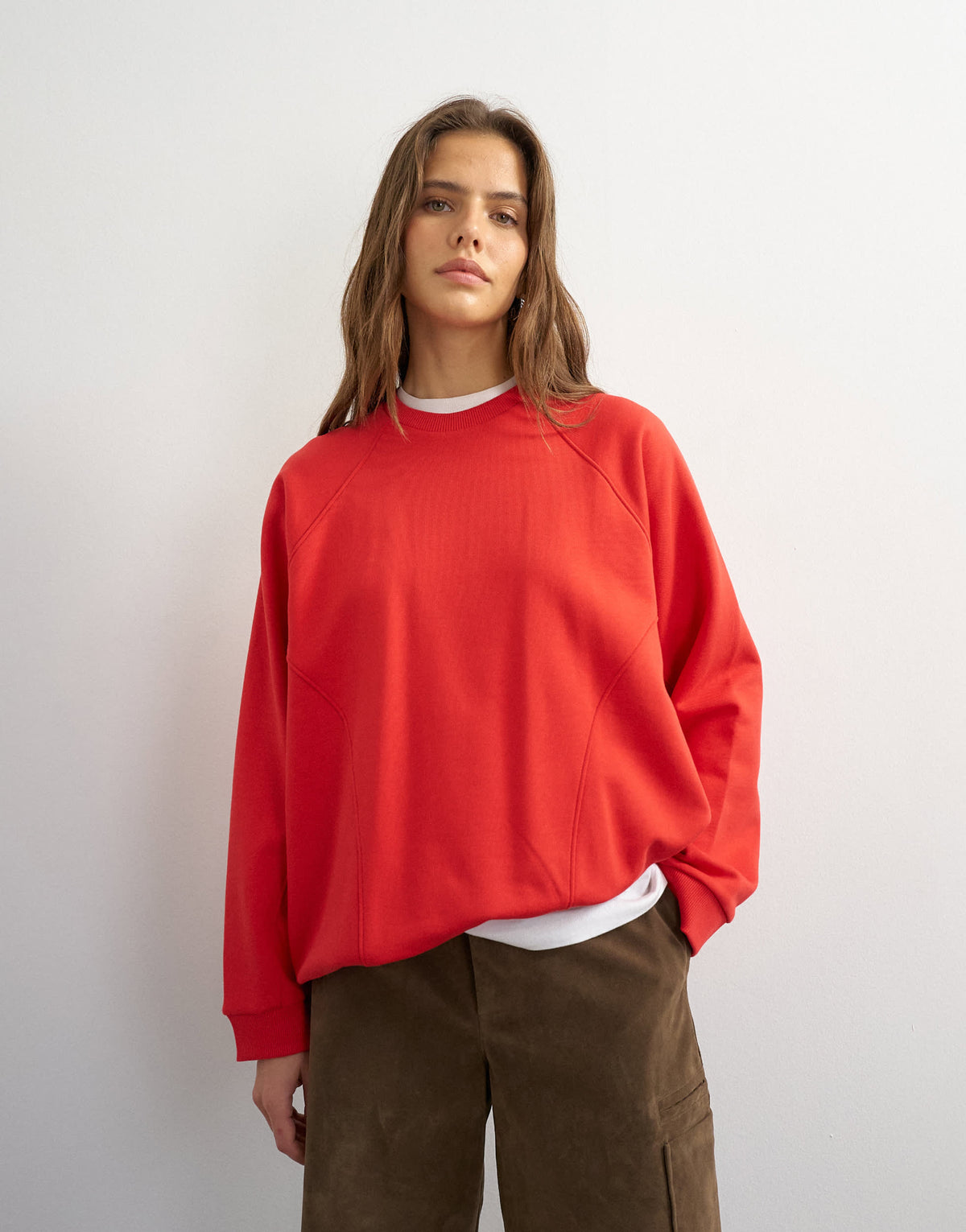 Topshop batwing skater sweat in red