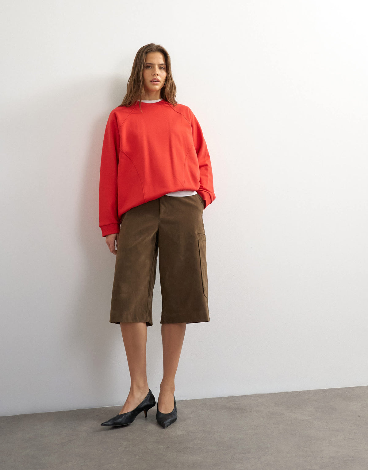 Topshop batwing skater sweat in red