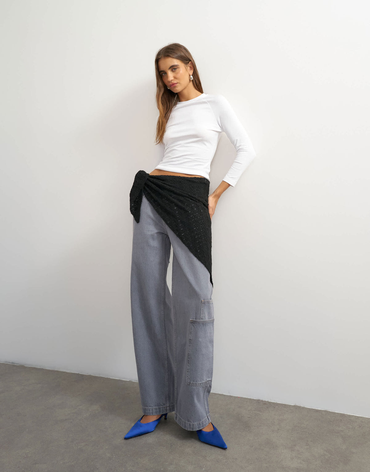 Topshop crop sleeve clean raglan top in white