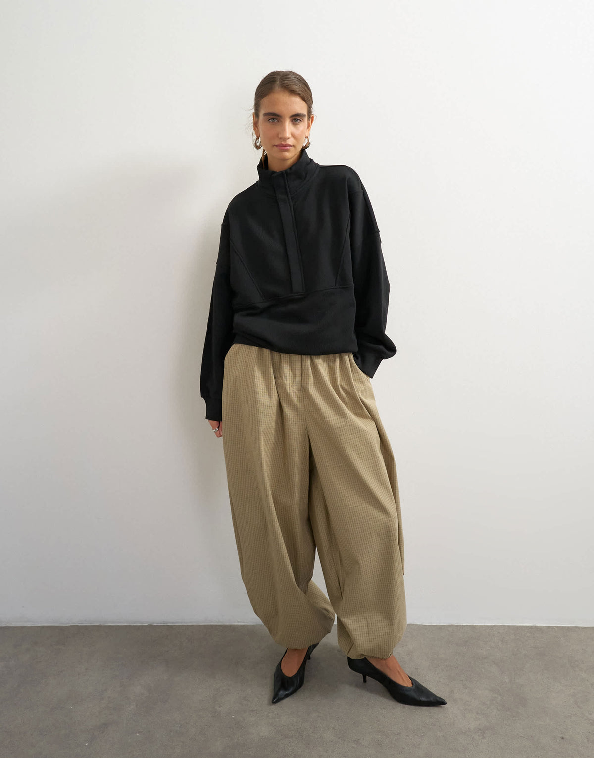 Topshop high neck concealed placket sweat in black