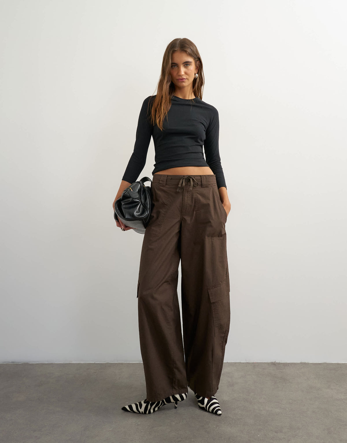 Topshop crop sleeve clean raglan top in black