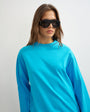 Topshop seamed detail long sleeve skater top in turquoise 