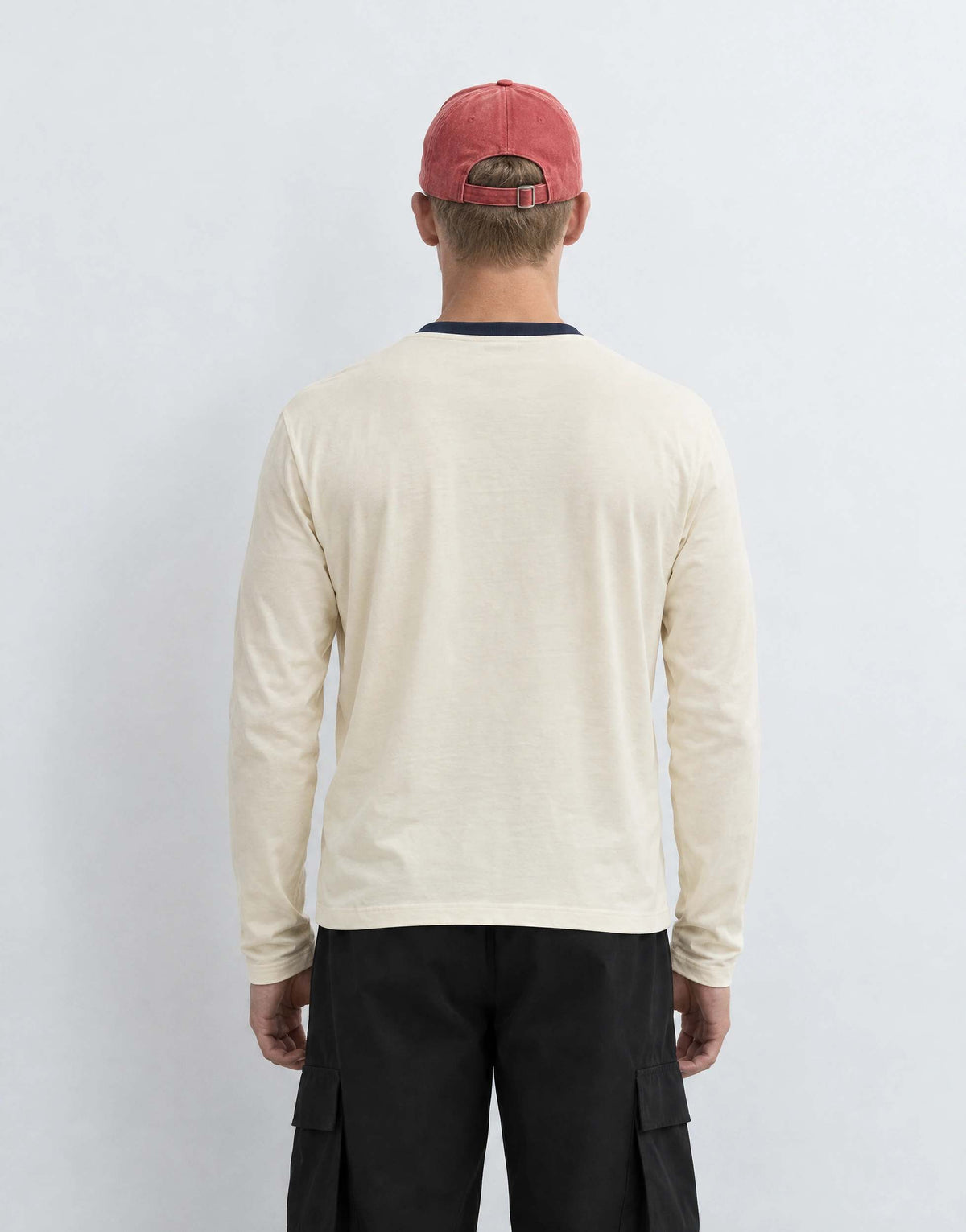 Topman classic fit crop long sleeve ringer t-shirt in ecru