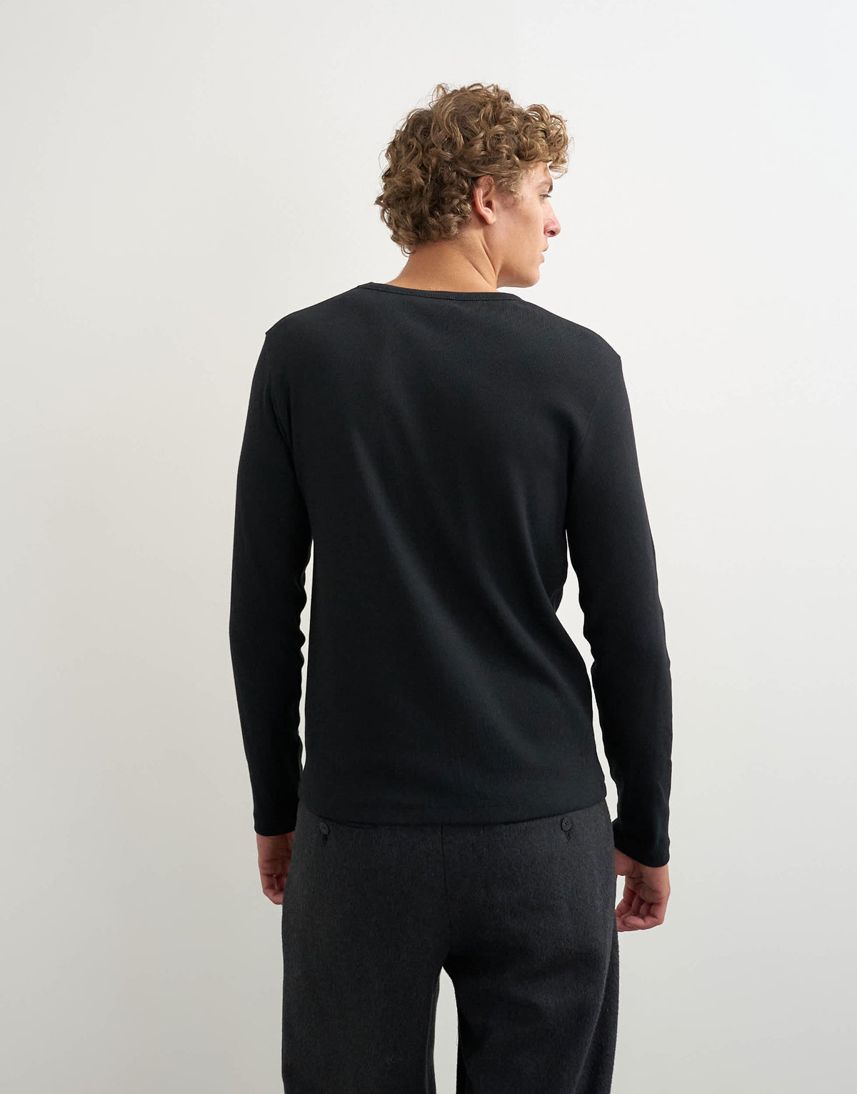 Topman slim fit rib long sleeve t-shirt in black