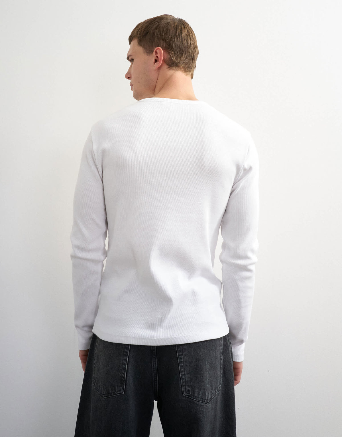 Topman slim fit rib long sleeve t-shirt in white