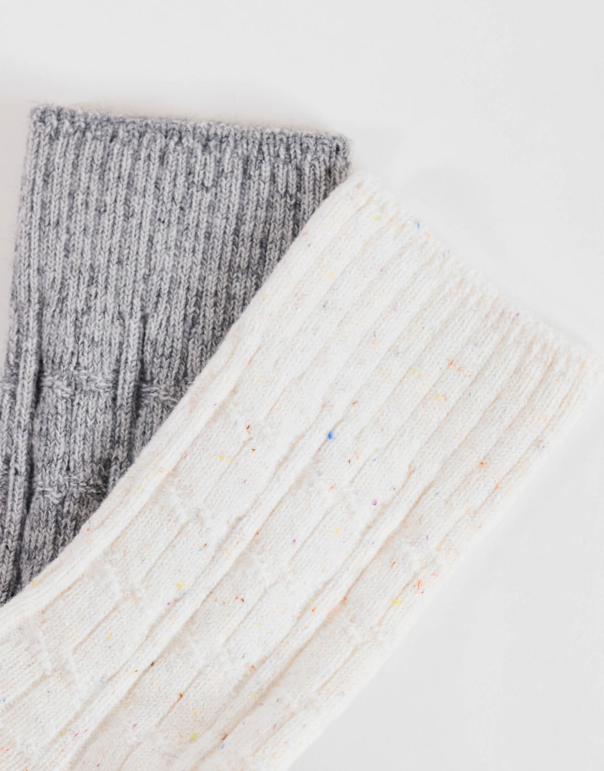 Topshop 2pk cable knit cosy socks in off white and grey nepp