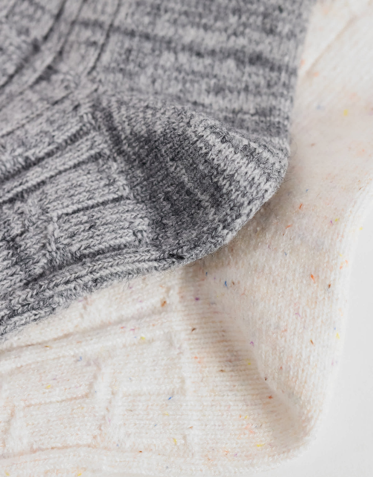 Topshop 2pk cable knit cosy socks in off white and grey nepp