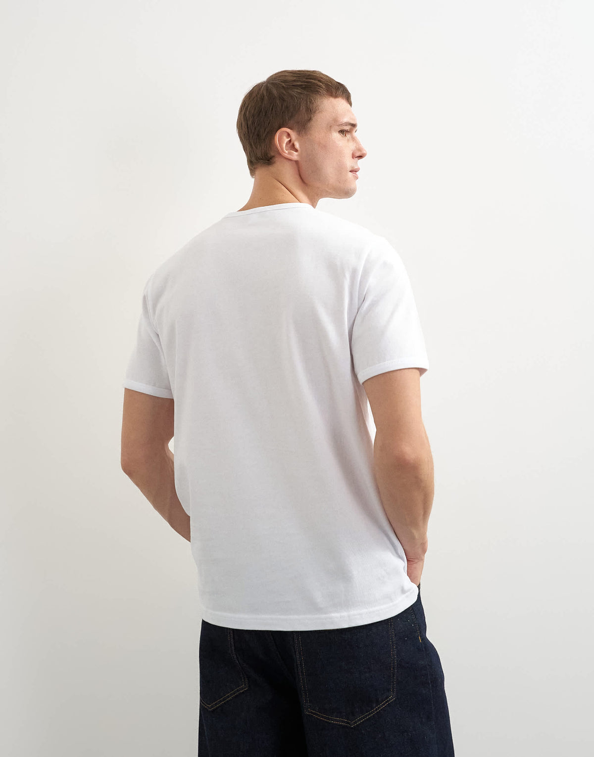 Topman classic fit henley with bound placket in white