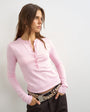 Topshop knitted henley top in soft pink