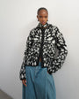 Topshop knitted crew neck cardigan with scarf in mono animal print
