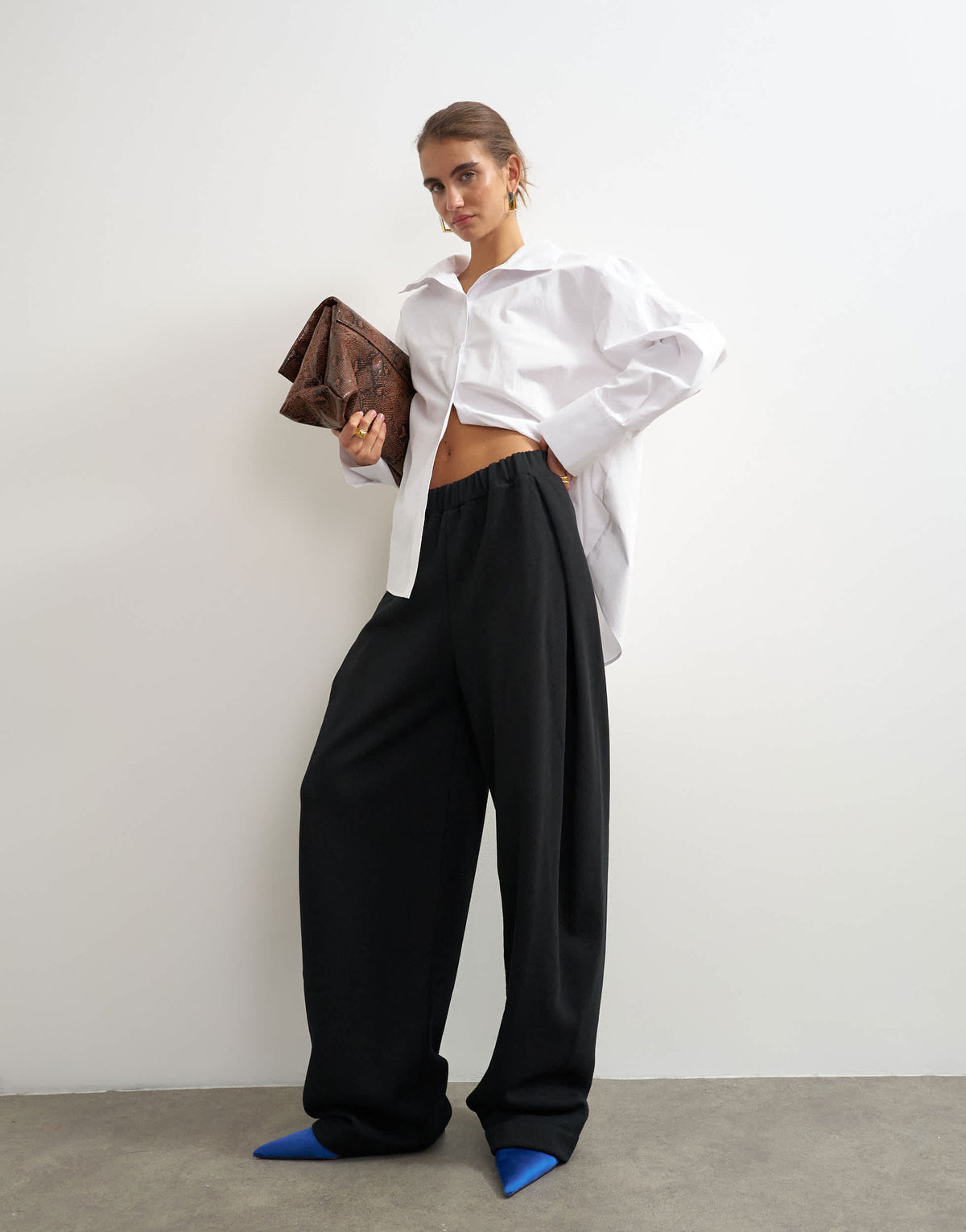 Topshop high waisted pleated joggers in black