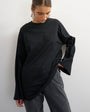 Topshop seamed detail long sleeve skater top in black