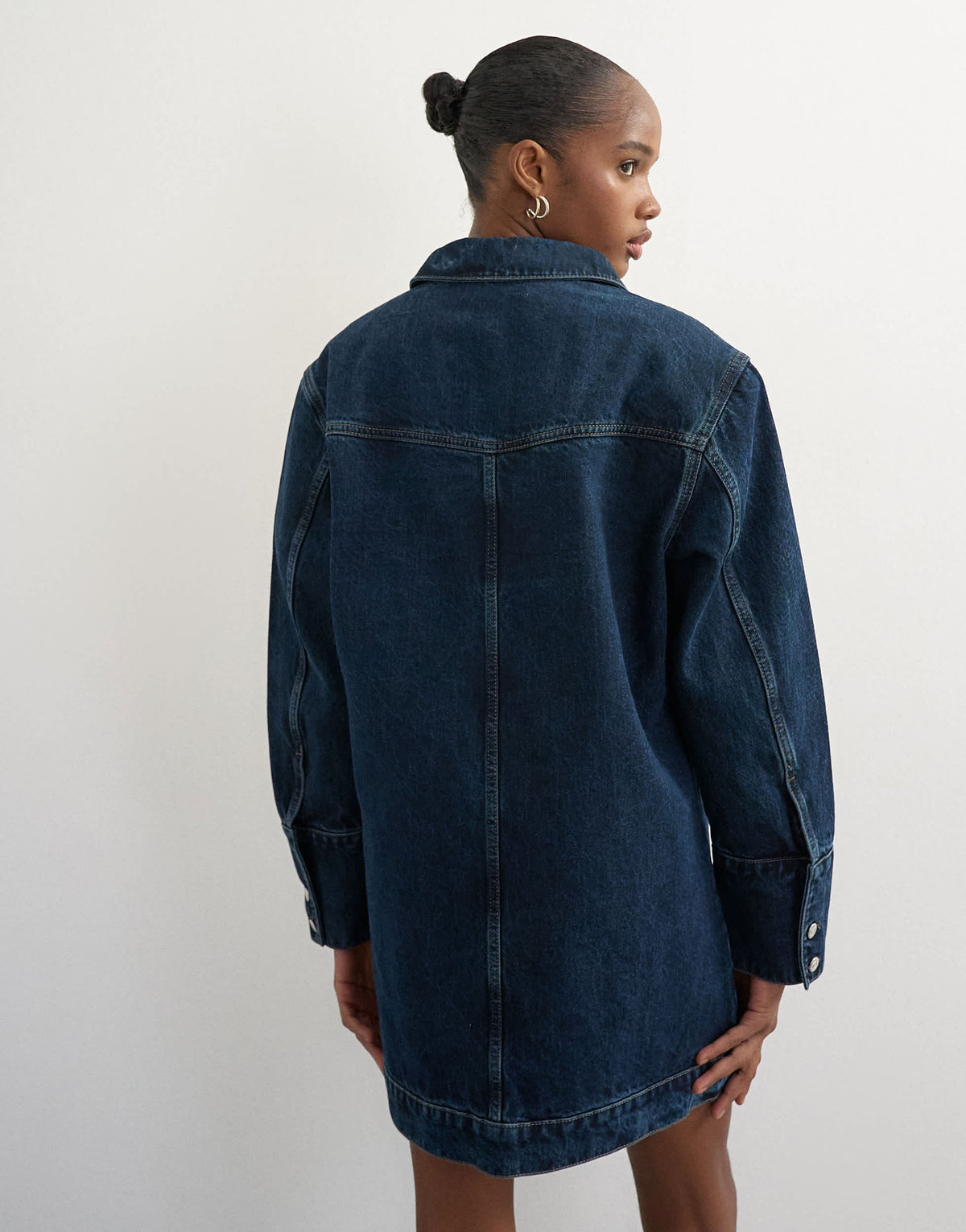 Topshop 80's extreme shoulder western dress in dark rinse