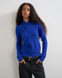 Topshop knitted deep rib mandarin collar long sleeve top with wool in cobalt blue