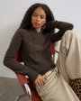 Topshop knitted deep rib mandarin collar long sleeve top with wool in charcoal