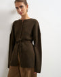 Topshop knitted tie back all needle cardigan in brown