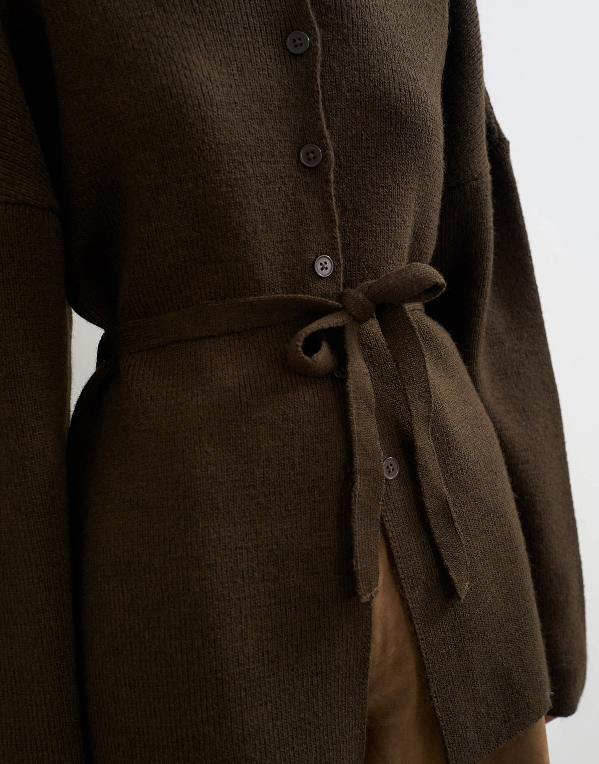 Topshop knitted tie back all needle cardigan in brown