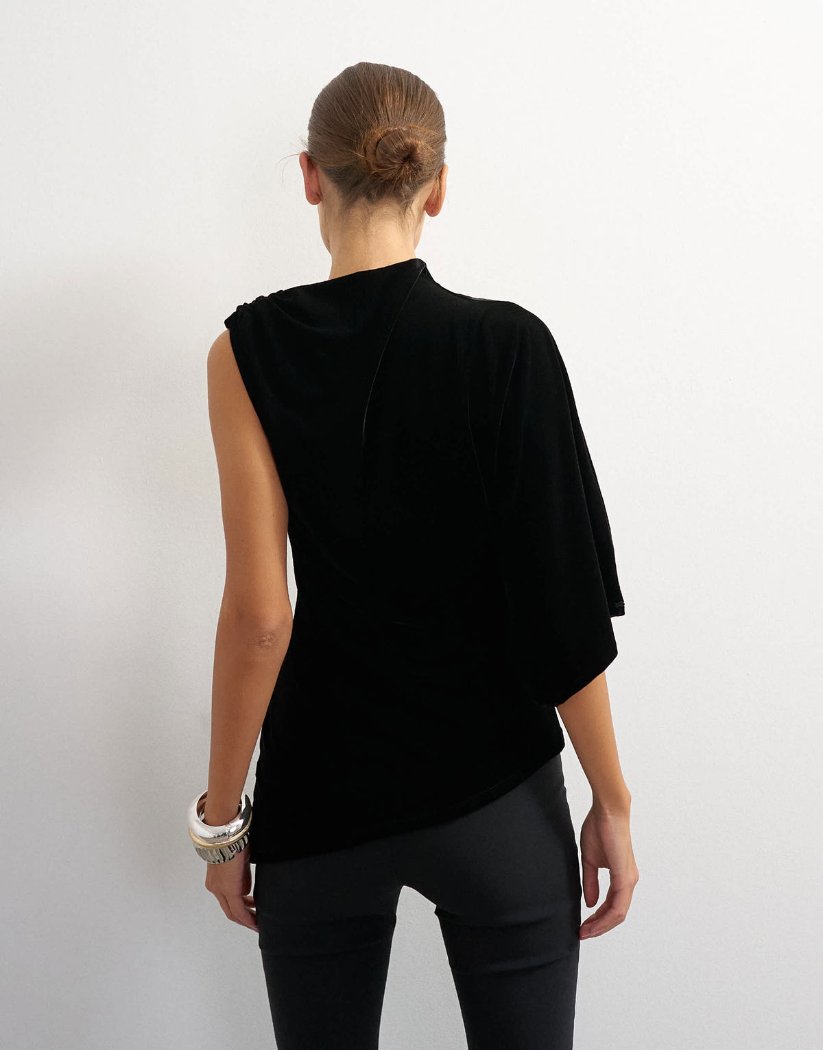 Topshop velvet twist top in black
