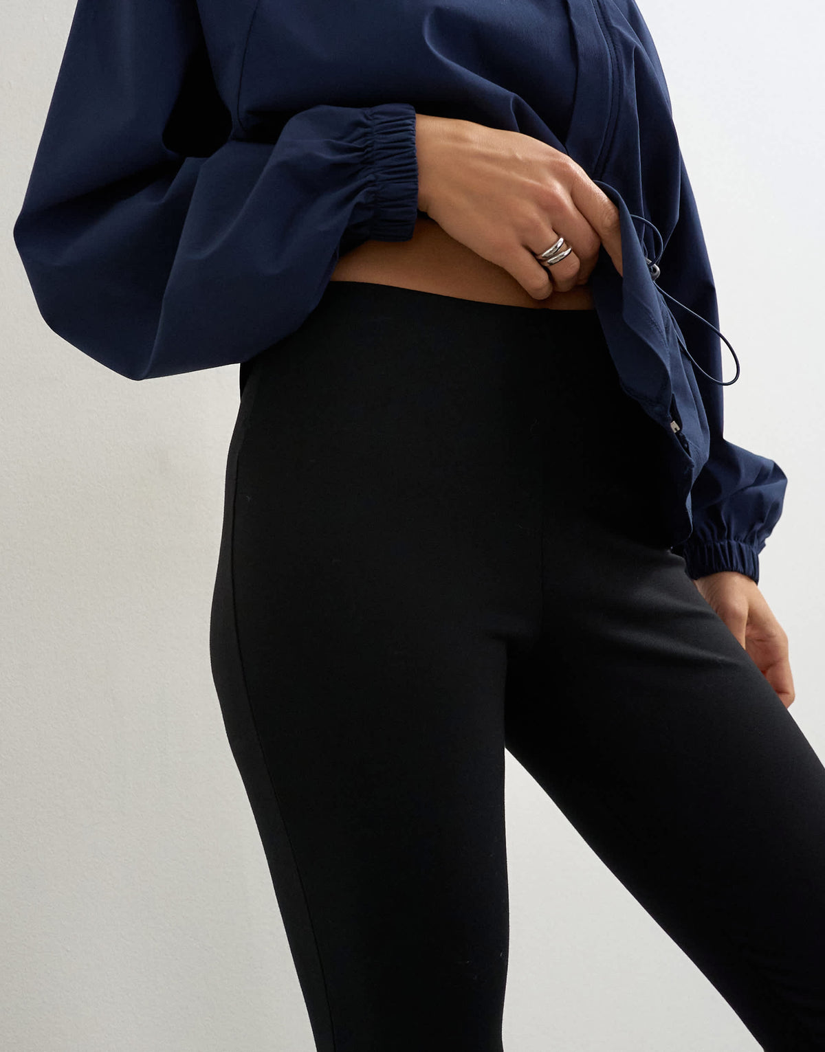 Topshop ponte cropped split hem leggings in black