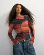 Topshop ombre ruched long sleeve top