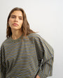 Topshop batwing stripe long sleeve tee in Khaki