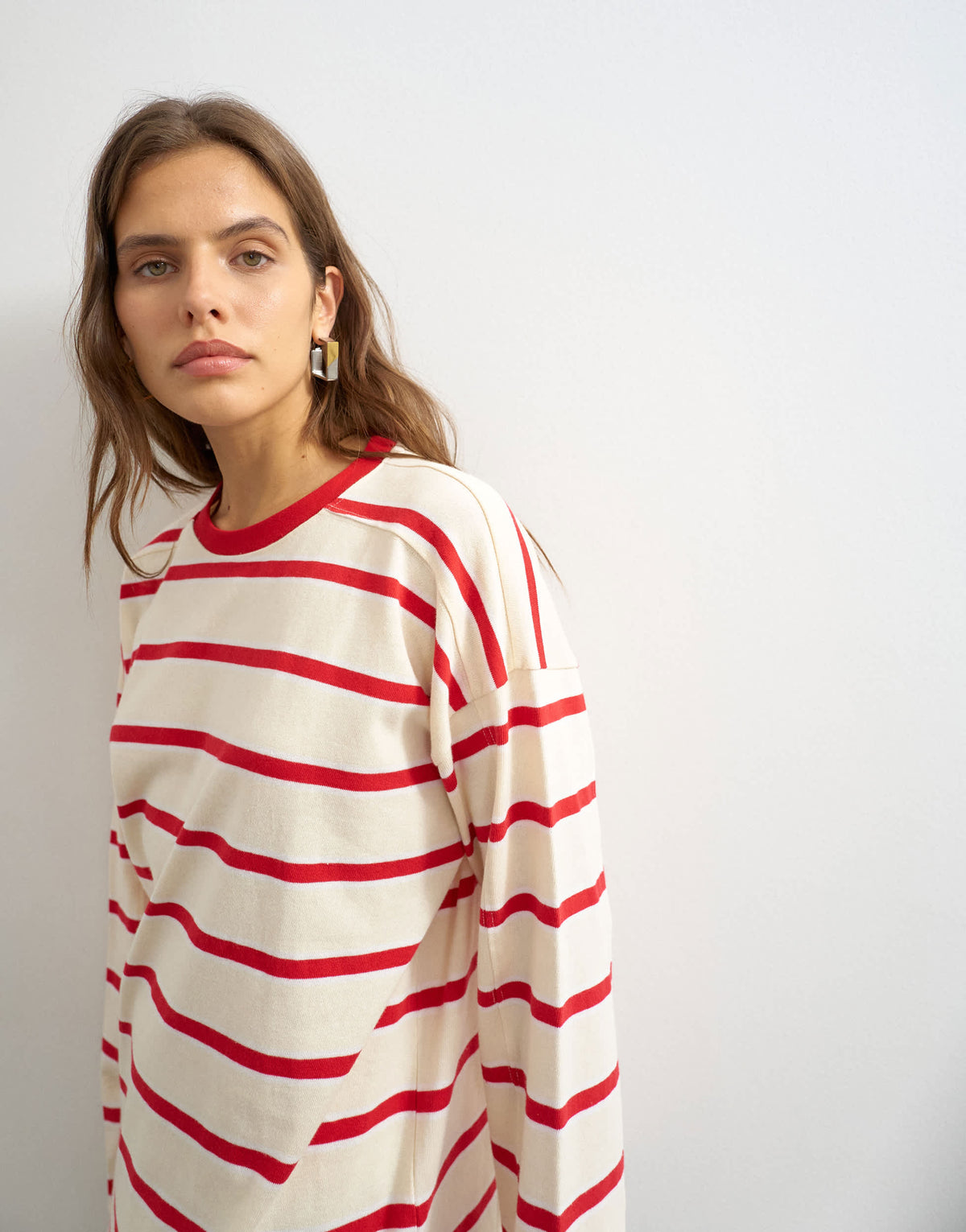 Topshop stripe seamed skater t-shirt