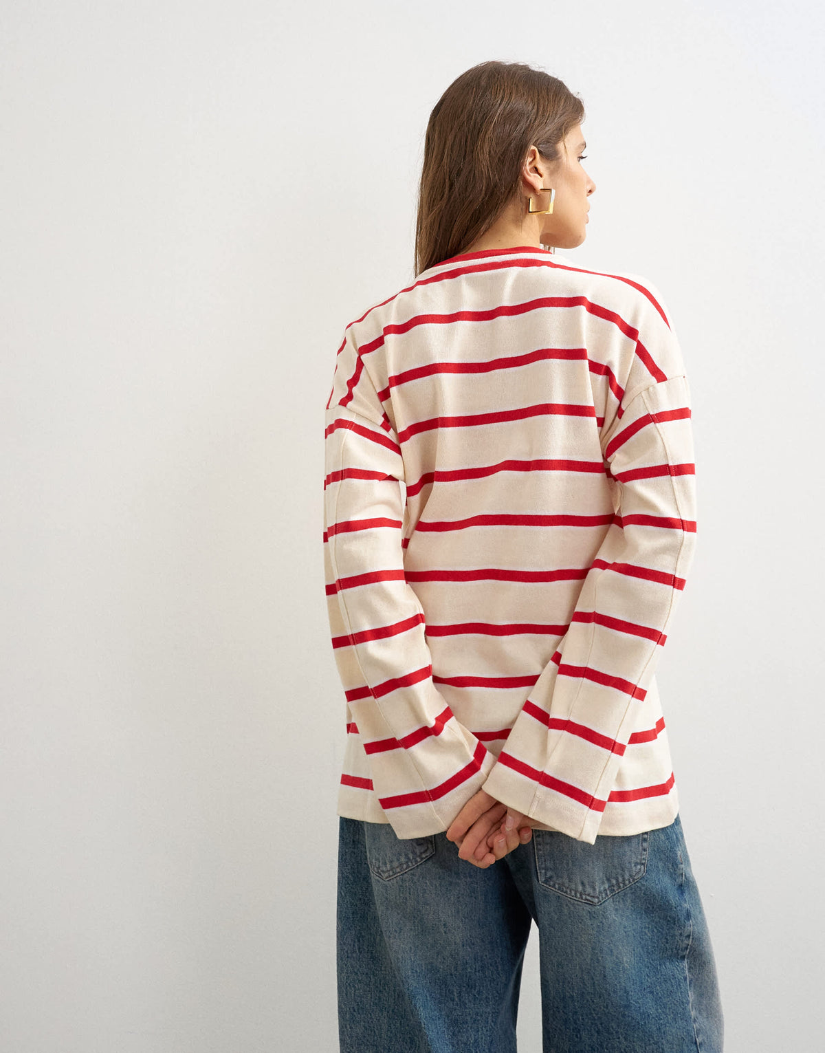 Topshop stripe seamed skater t-shirt