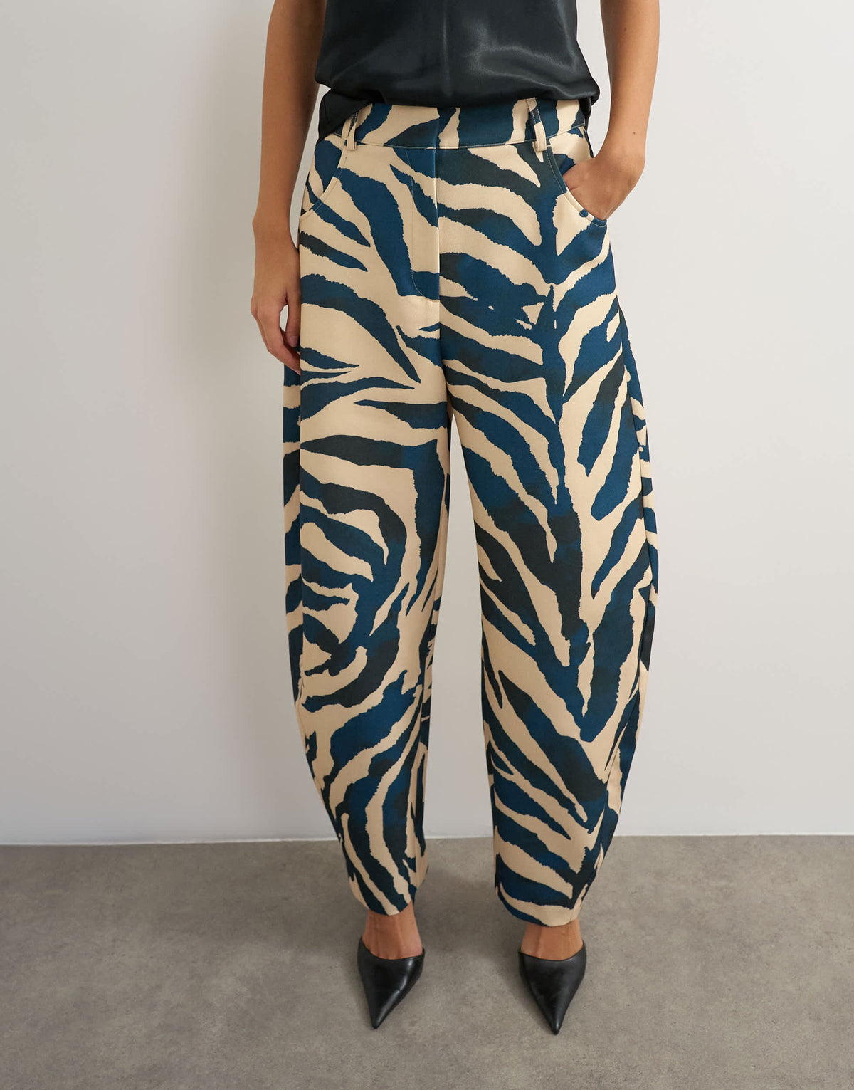 Topshop barrel leg trouser in zebra print