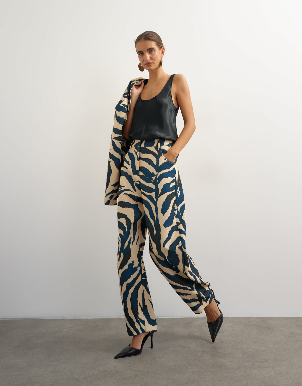 Topshop barrel leg trouser in zebra print