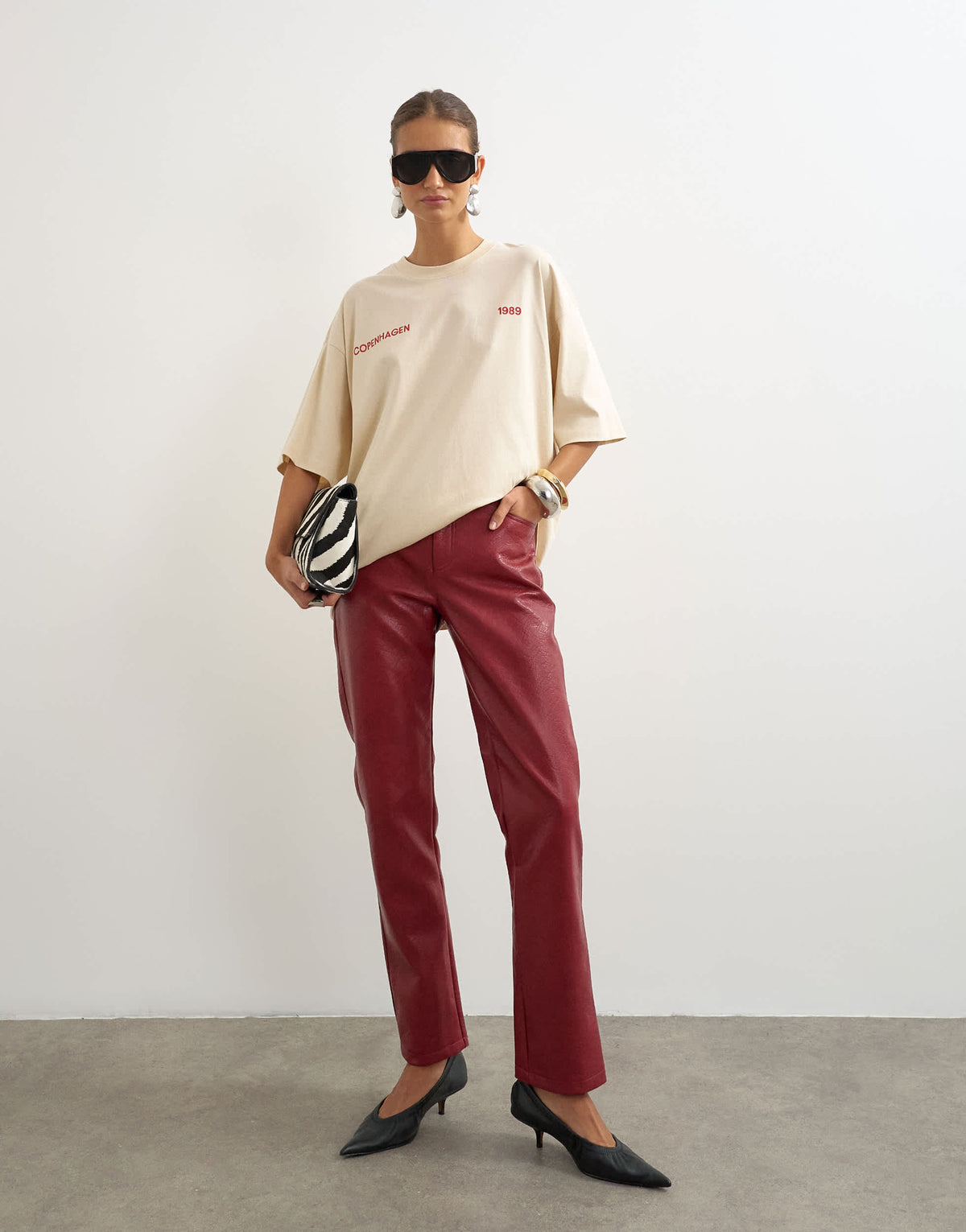 Topshop graphic 'Studio Archive' oversized t-shirt in ecru
