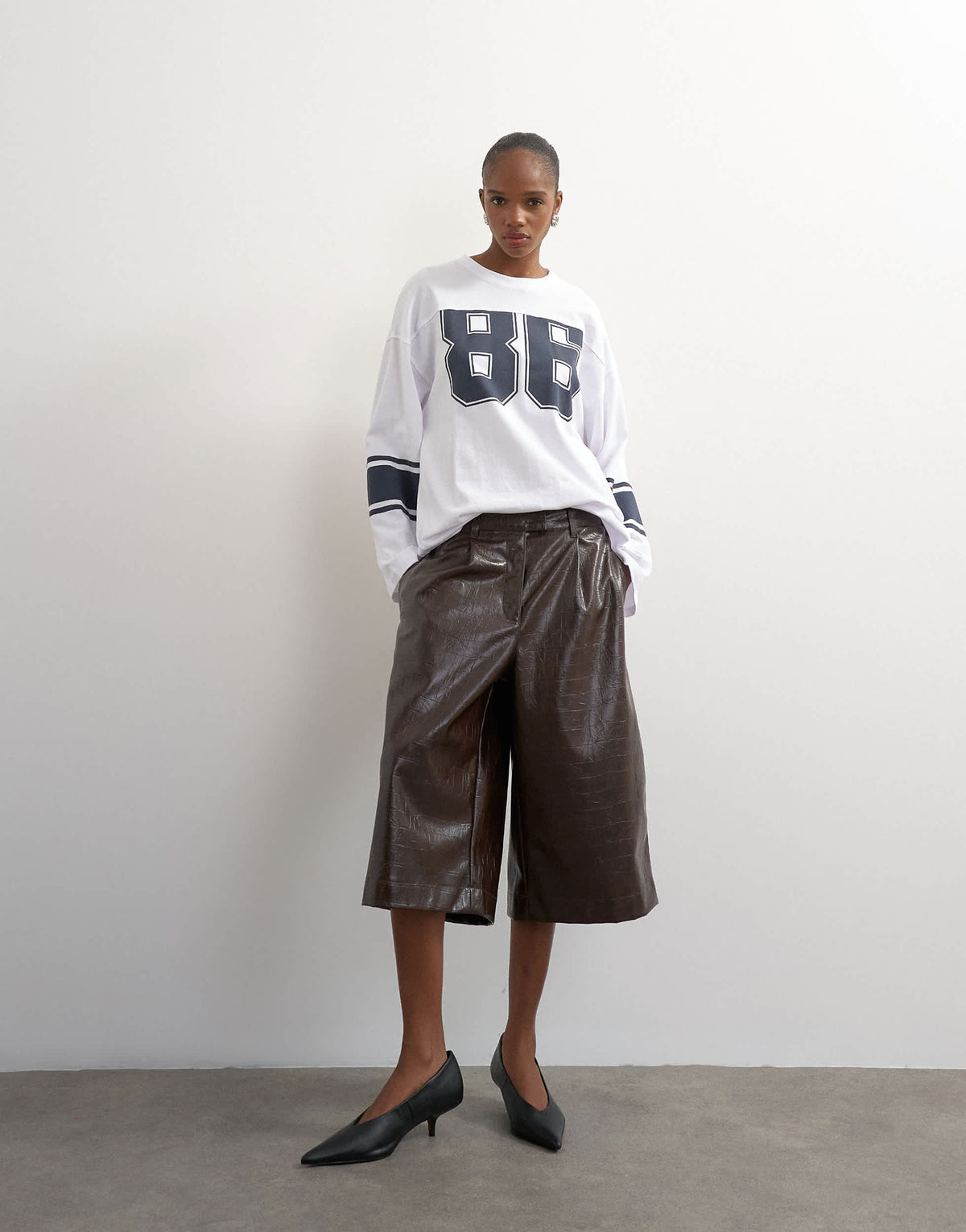 Topshop long sleeve skater '92' graphic t-shirt in white