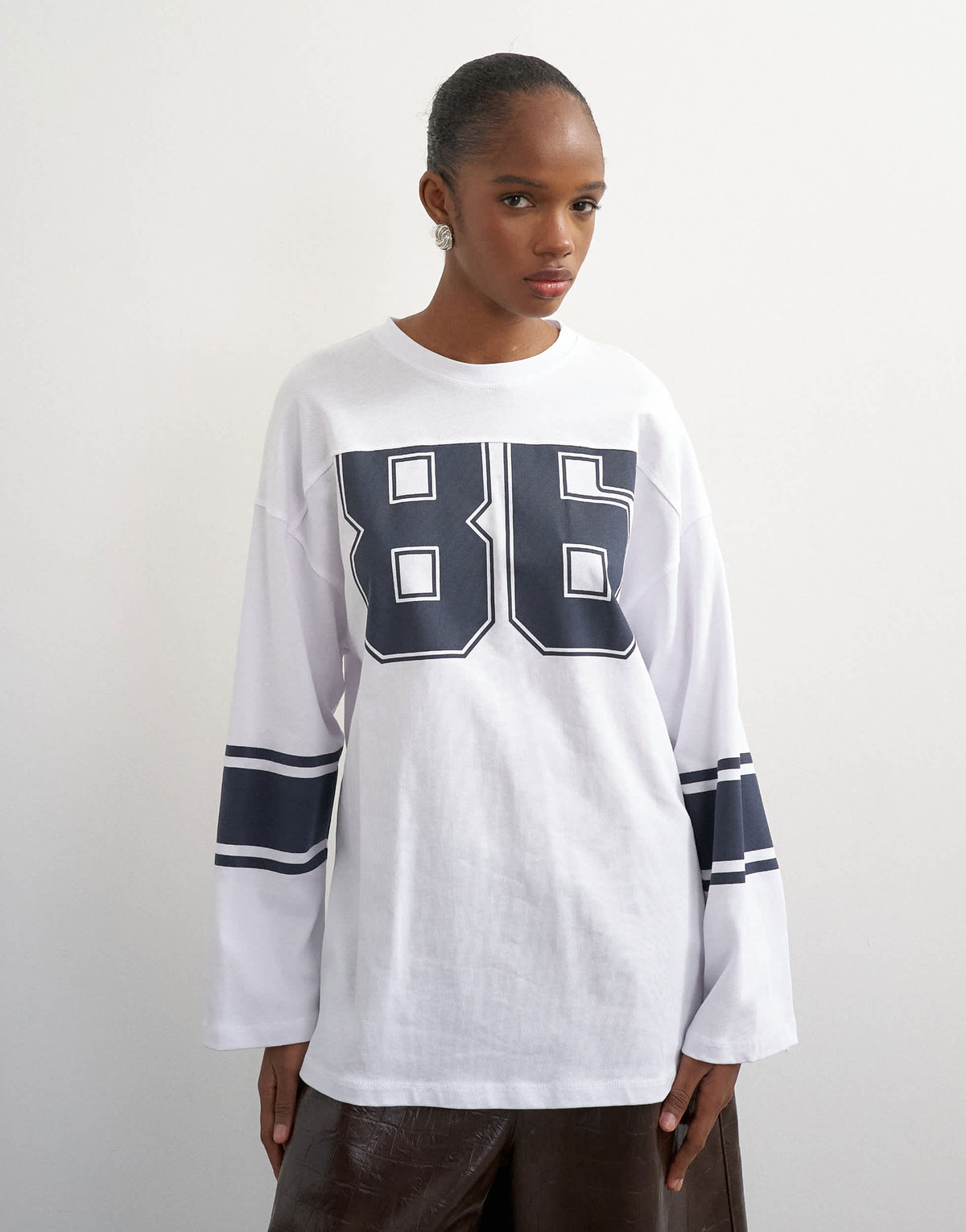 Topshop long sleeve skater '92' graphic t-shirt in white