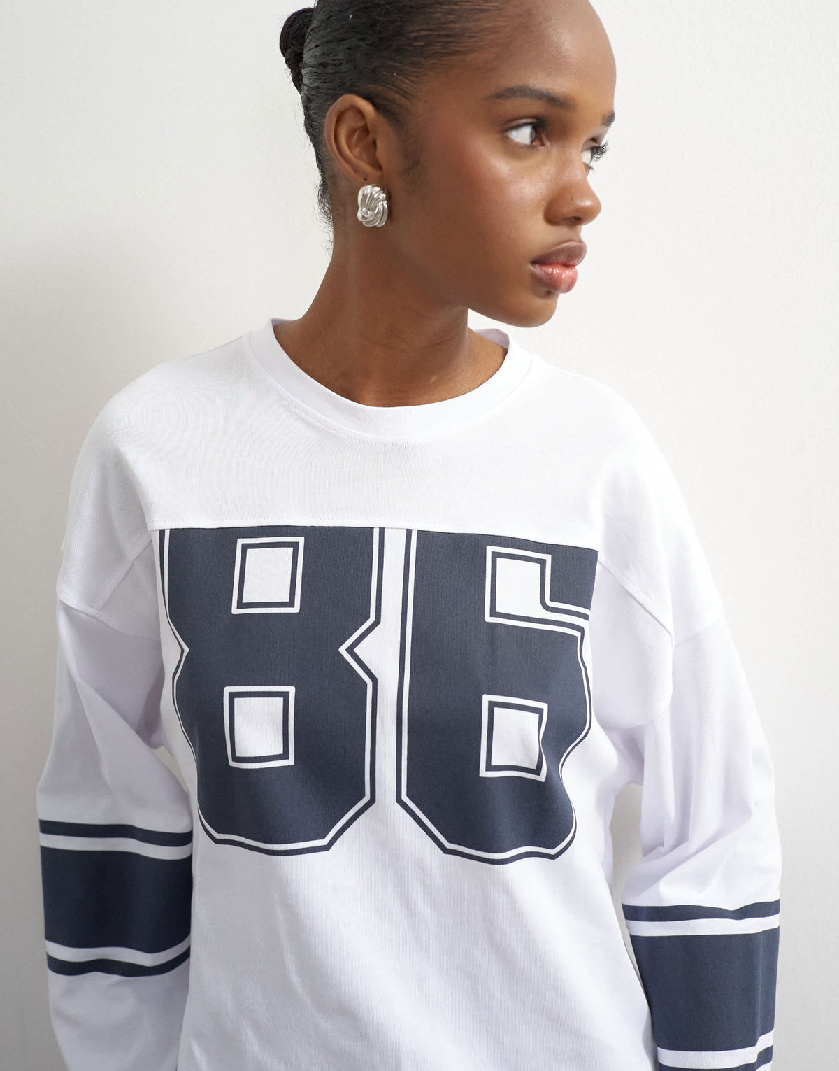 Topshop long sleeve skater '92' graphic t-shirt in white