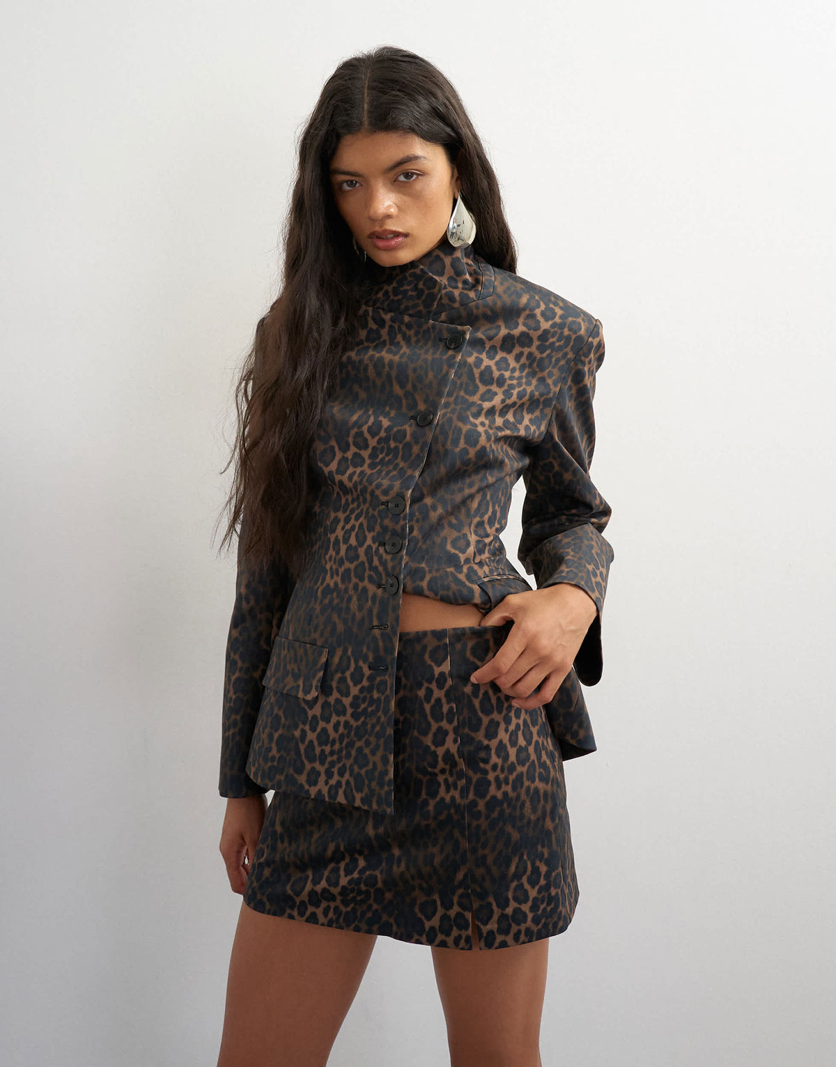 Topshop co ord mini skirt in leopard print