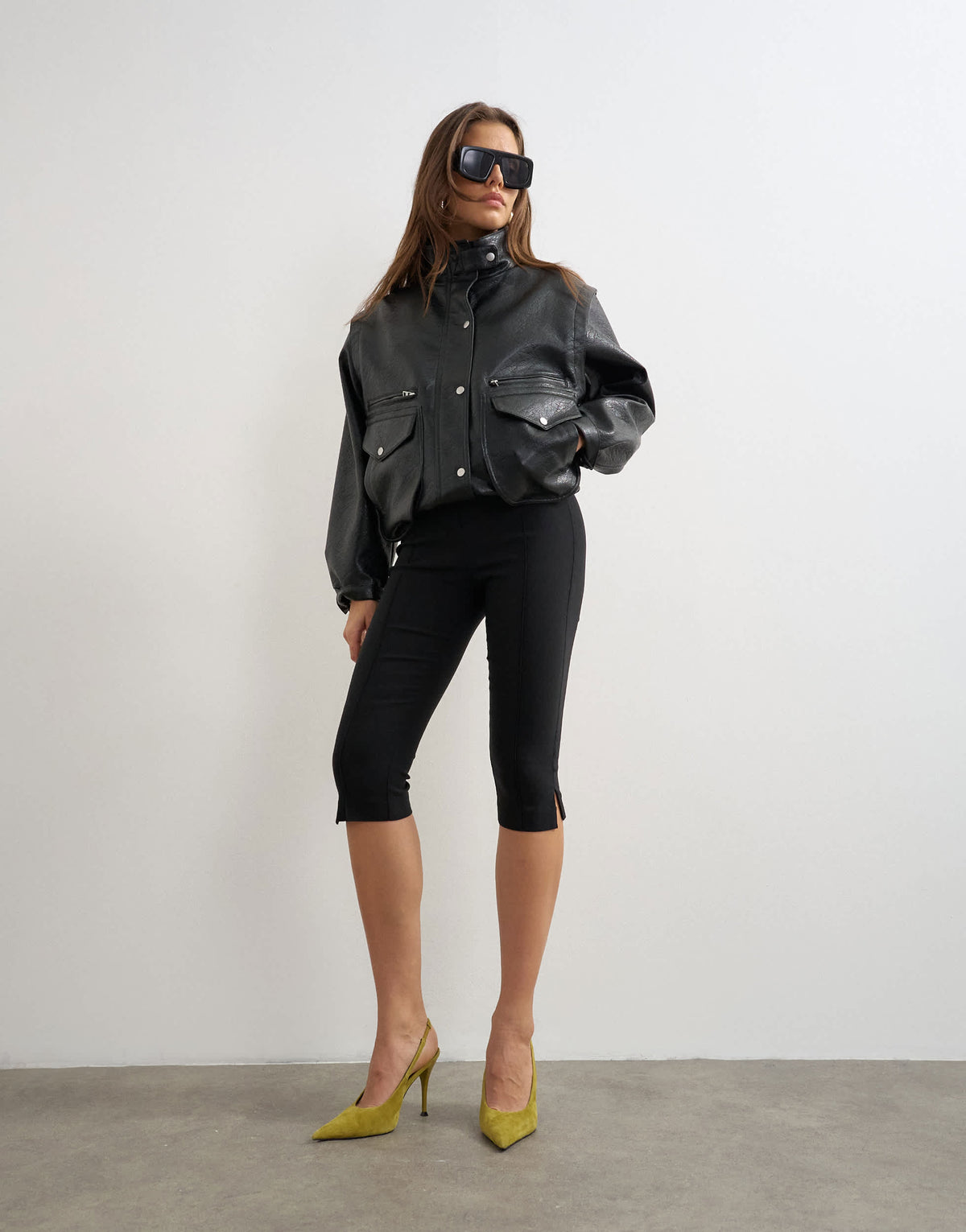 Topshop capri trouser in black