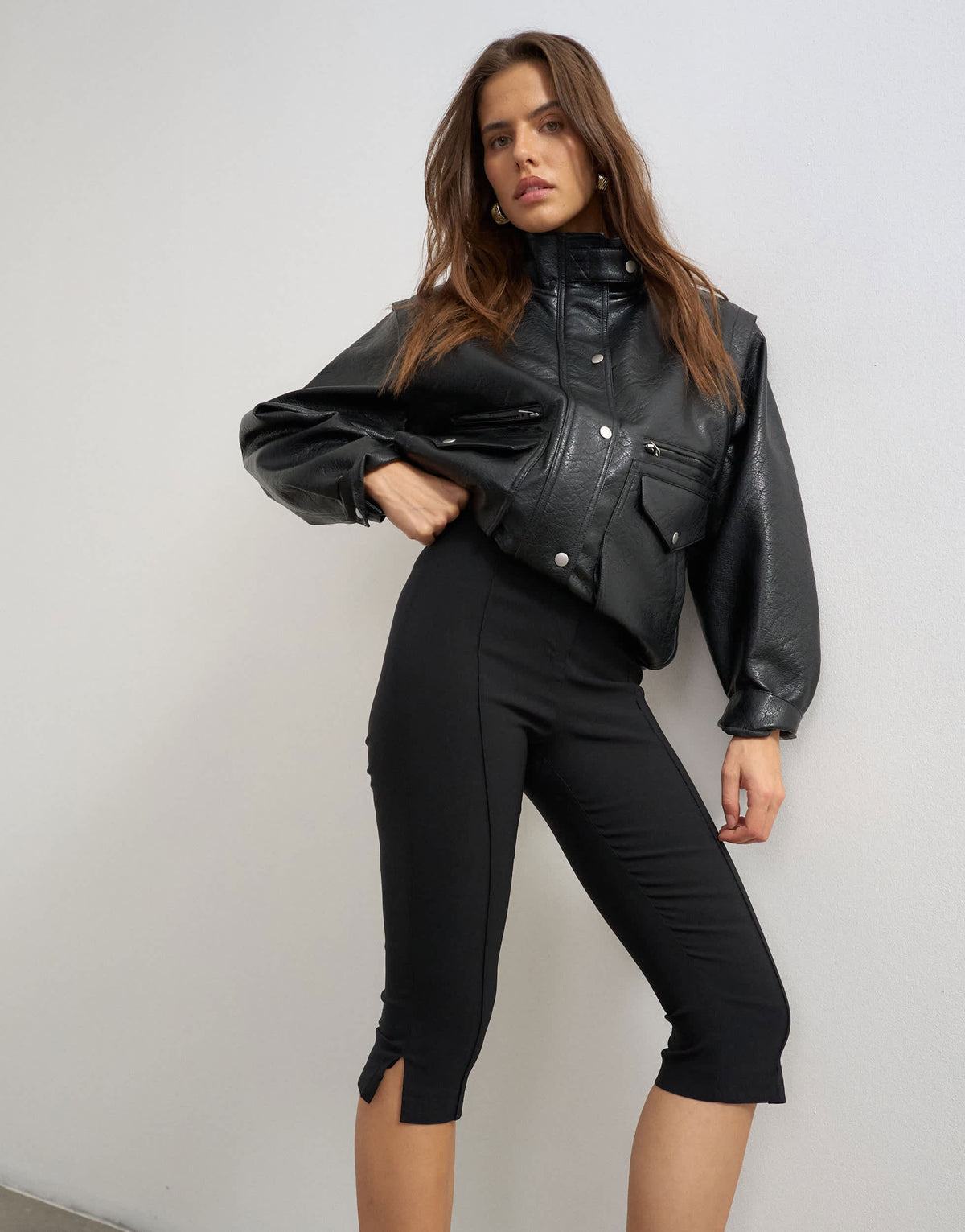 Topshop capri trouser in black