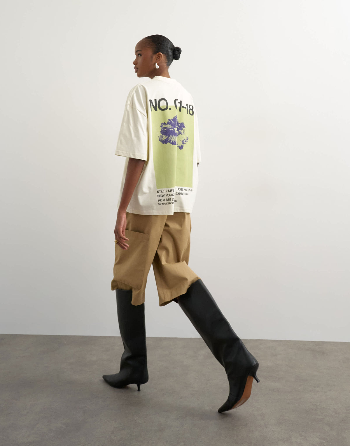 Topshop graphic 'No. 1' oversized t-shirt in ecru