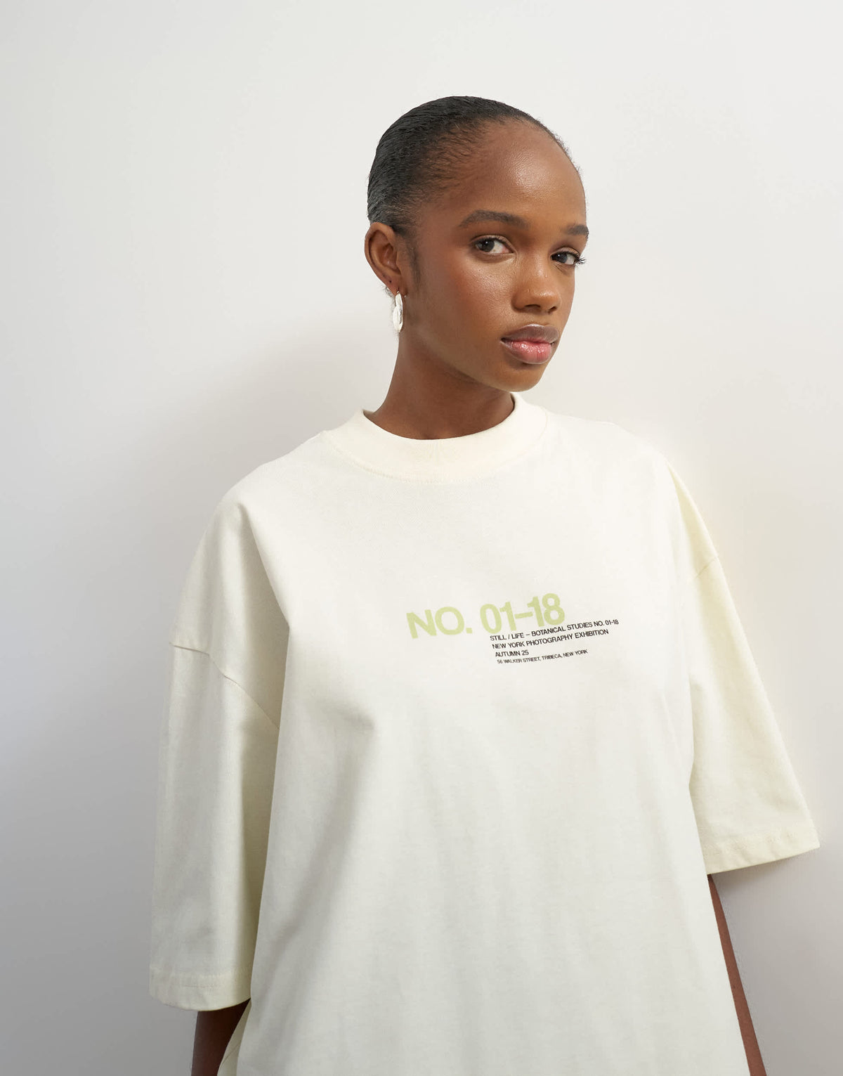 Topshop graphic 'No. 1' oversized t-shirt in ecru