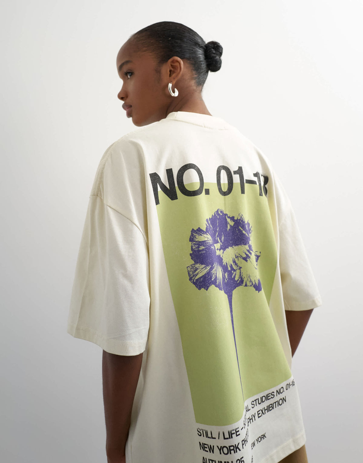 Topshop graphic 'No. 1' oversized t-shirt in ecru