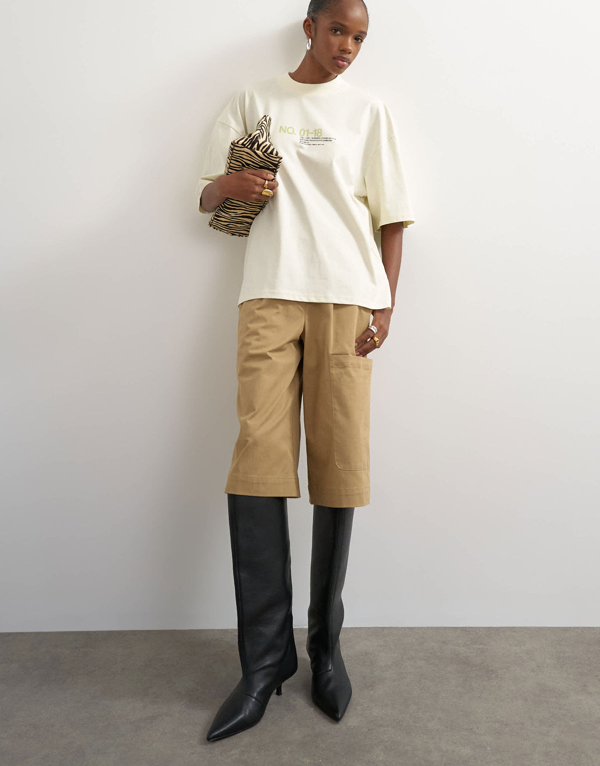 Topshop graphic 'No. 1' oversized t-shirt in ecru