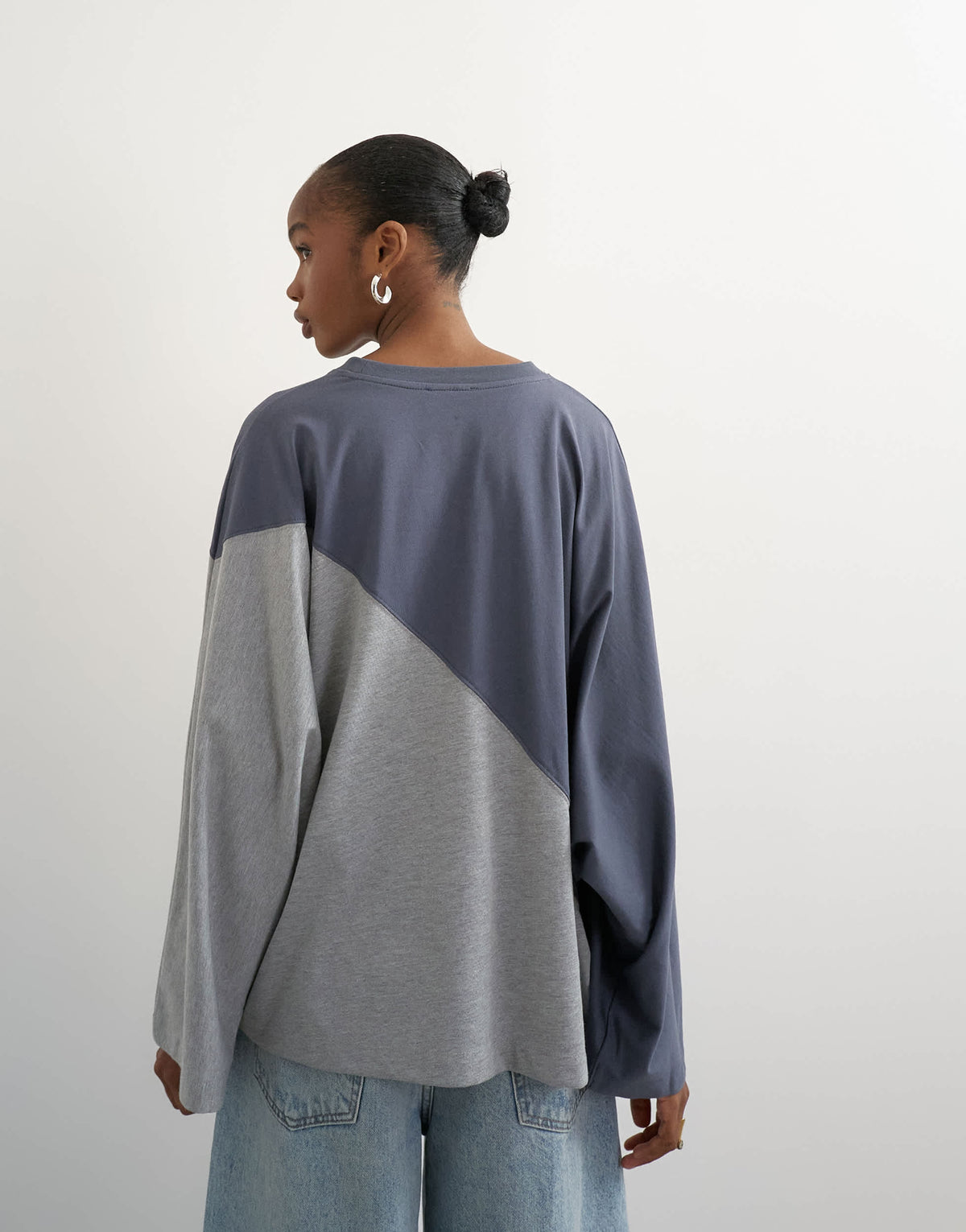 Topshop 'number 8' graphic long sleeve skater t-shirt in grey