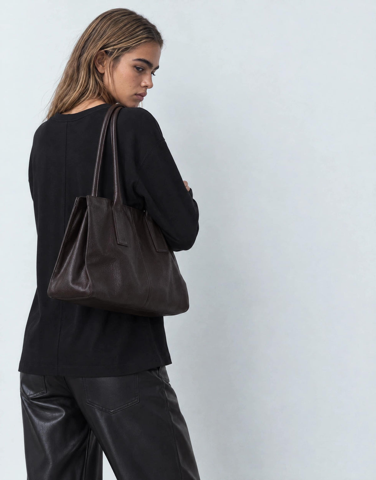 Topshop v neck long sleeve skater top in black