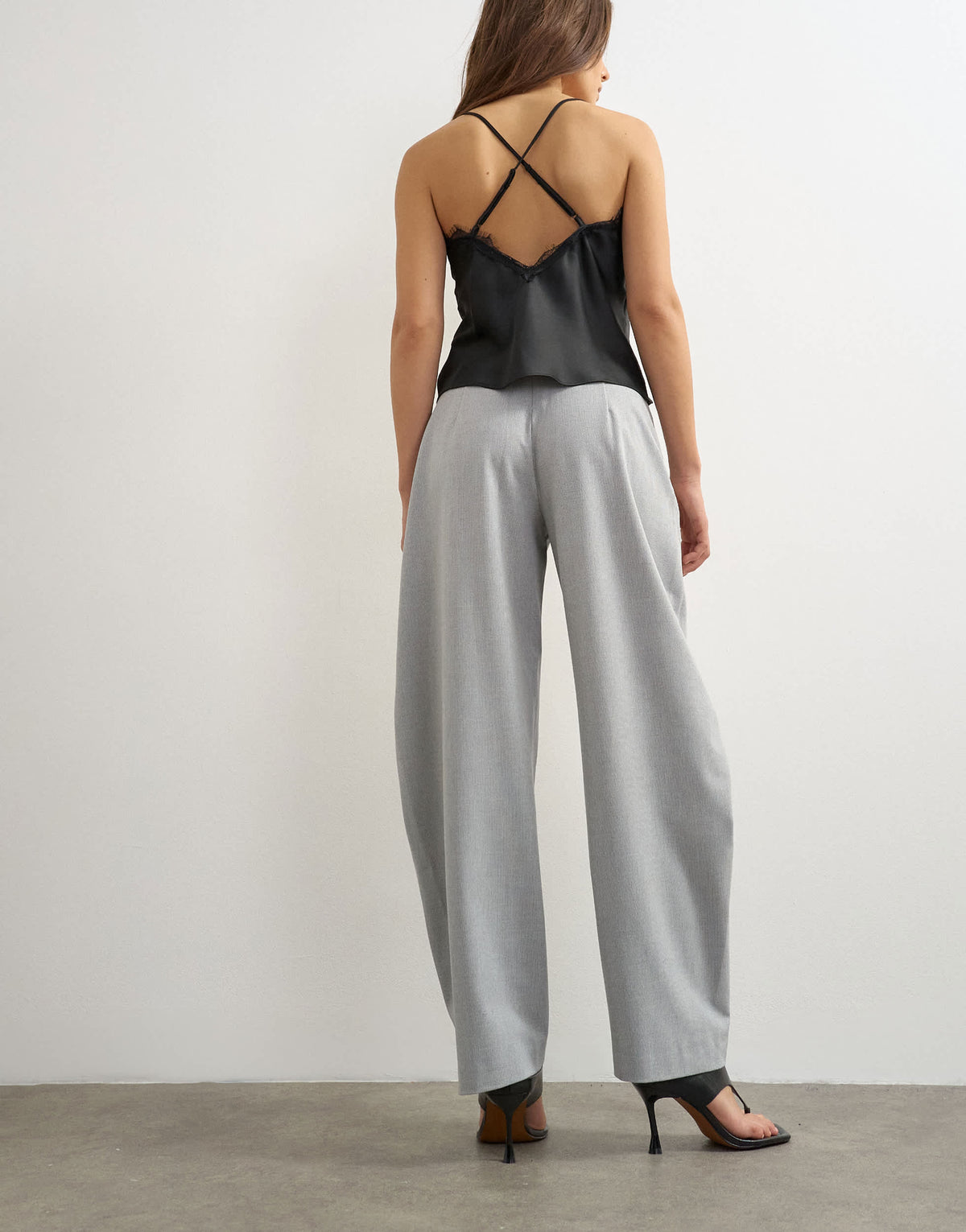 Topshop barrel leg trouser in grey stripe
