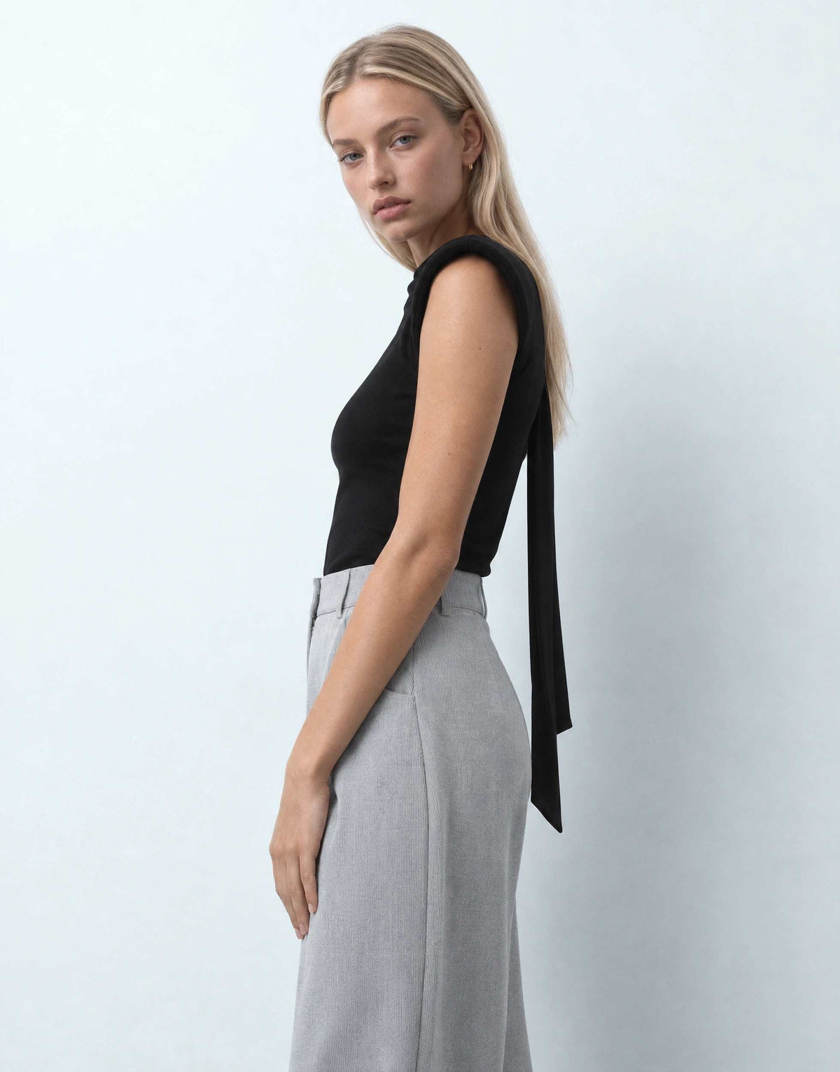 Topshop barrel leg trouser in grey stripe