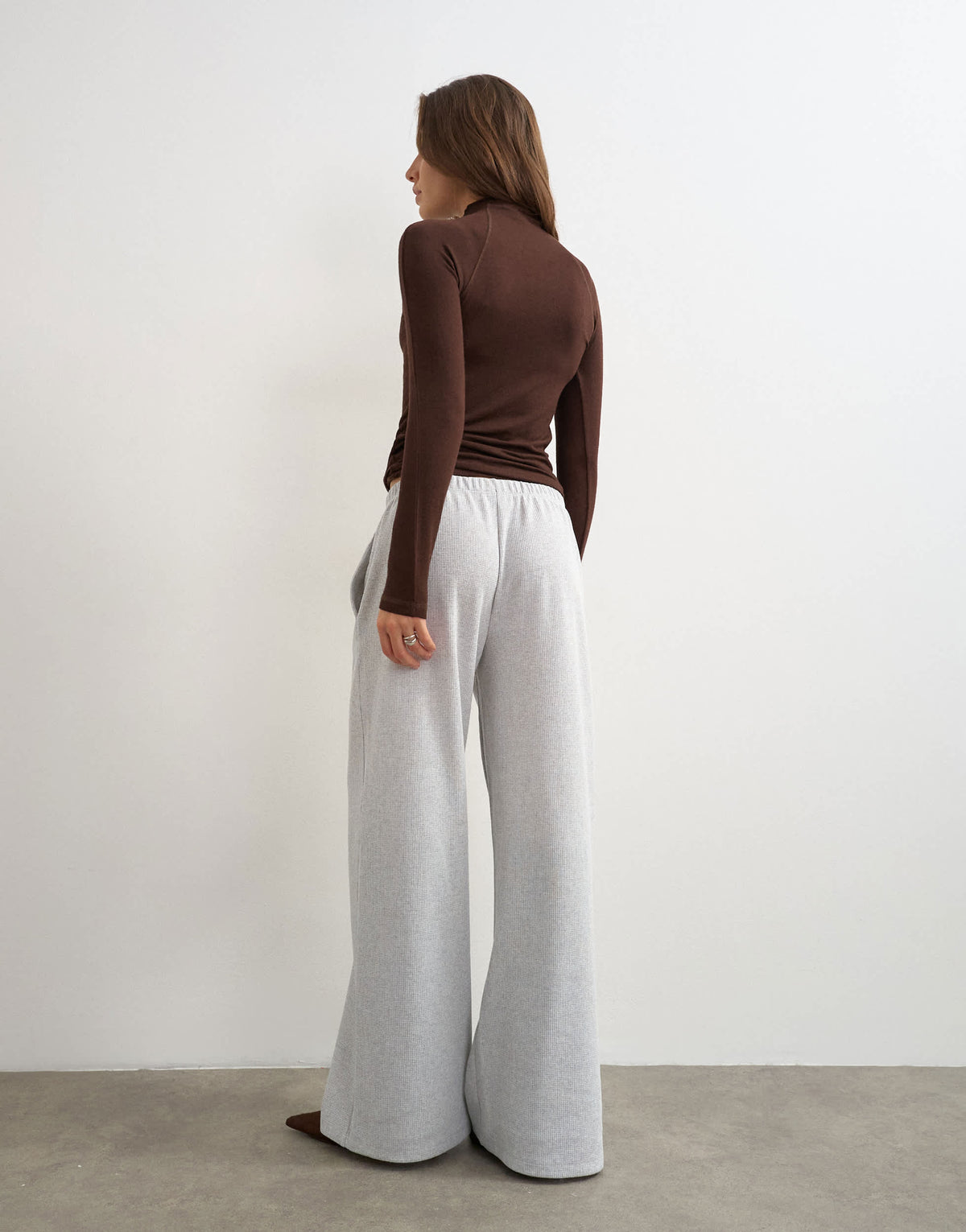Topshop waffle straight leg joggers in grey