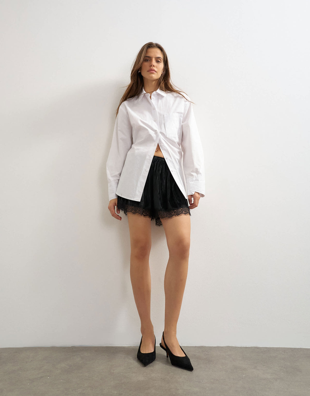 Topshop velvet lace detail shorts in black