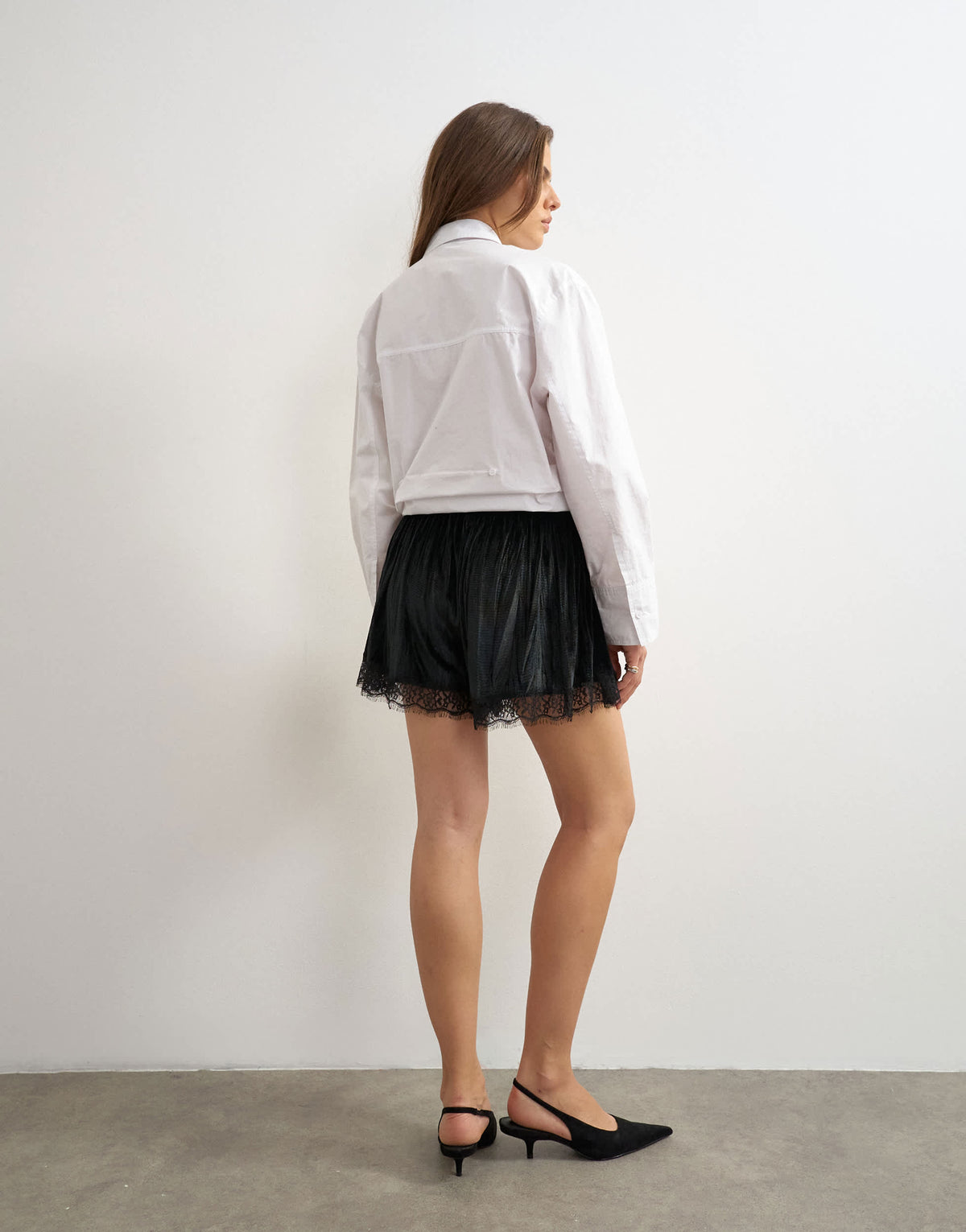 Topshop velvet lace detail shorts in black