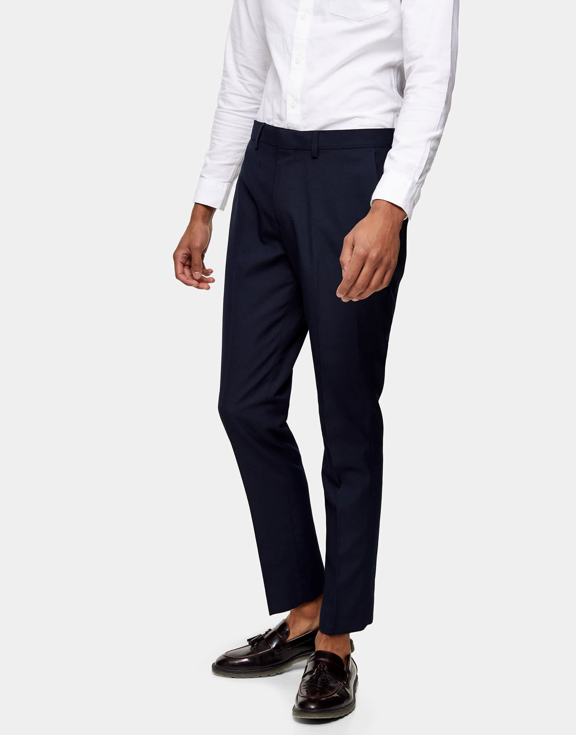 Topman skinny suit trousers in navy