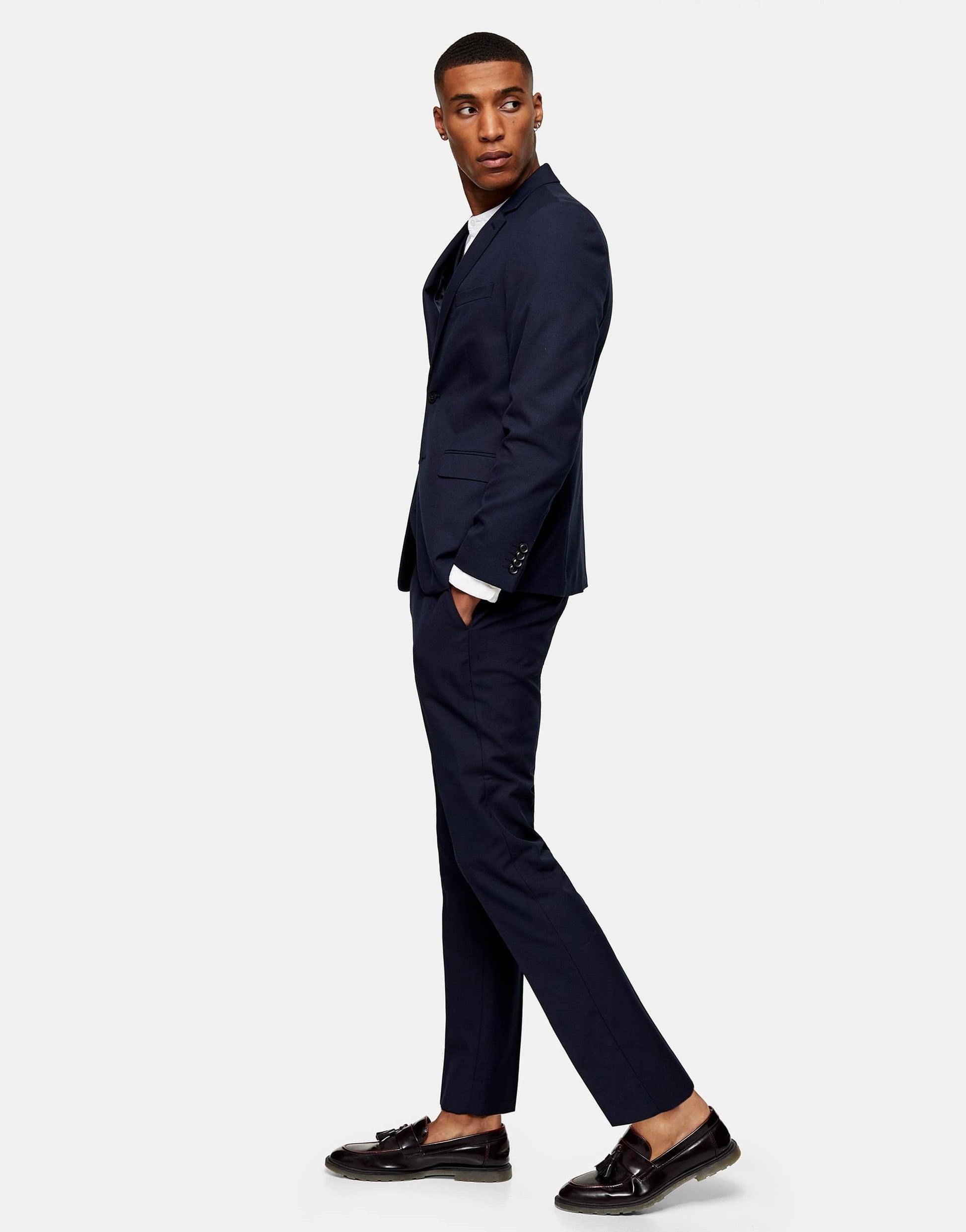 Topman skinny suit trousers in navy