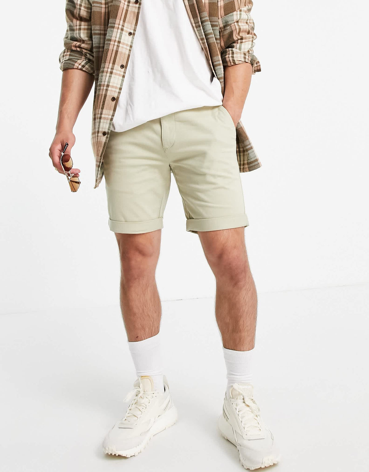 Topman chino skinny short in stone 